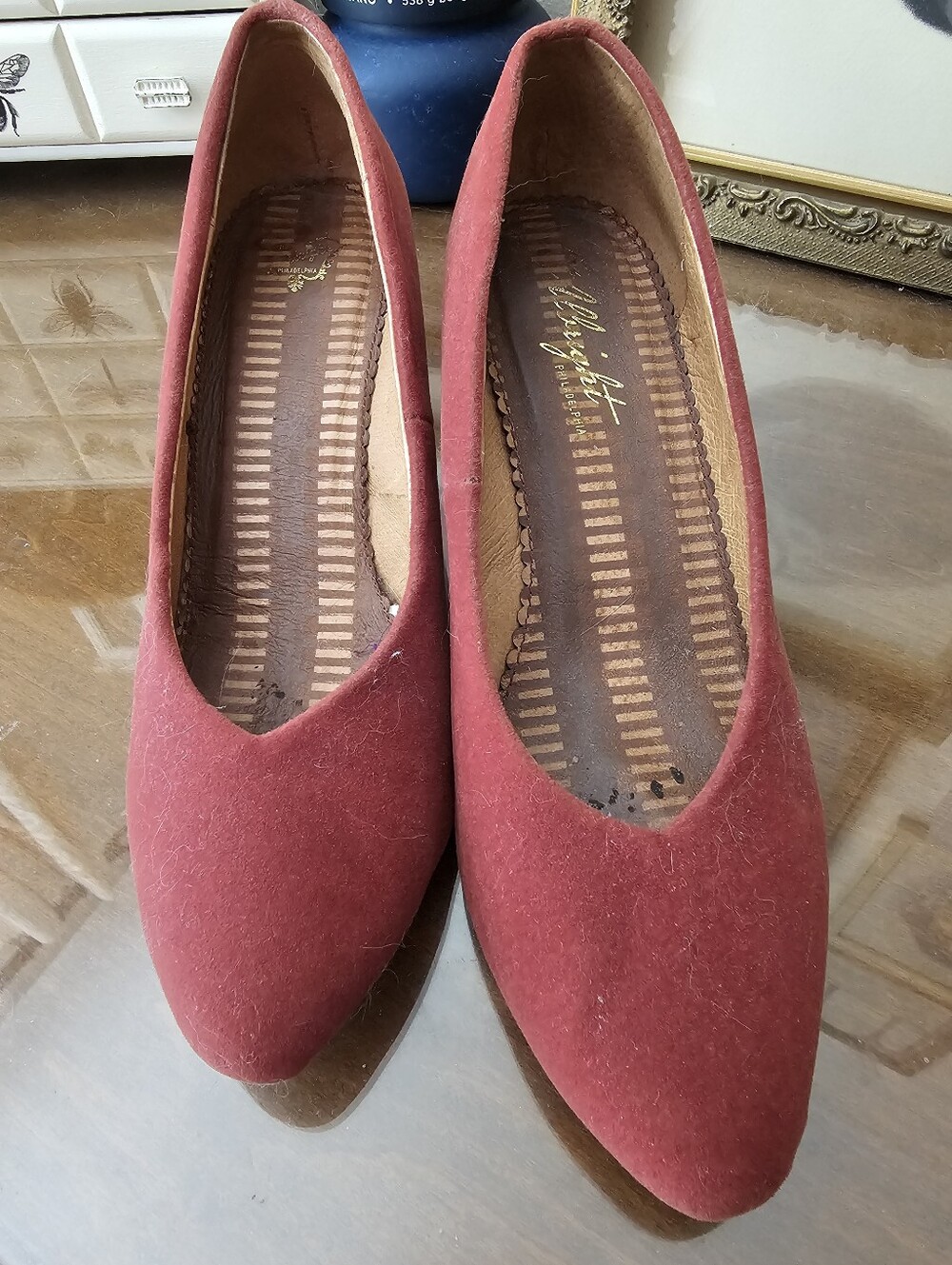 Miss Albright ANTHROPOLOGIE Heels Pumps Deep Rose Mauve VELVET SZ 8